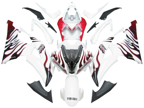 2008-2016 Fairings Yamaha YZF-R6 White & Red Flame R6 Racing 2008-2016 Fairings Yamaha YZF-R6 White & Red Flame R6 Racing