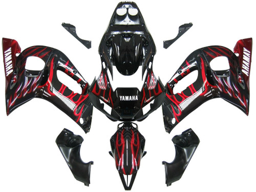 Fairingsr Yamaha YZF-R6 Black & Red Flame R6 Racing (1998-2002)