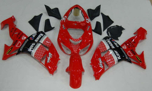 Fairings Kawasaki ZX 10R Red Black No.56 Nakano Racing (2006-2007)