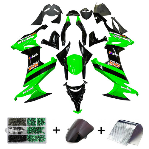 Fairings Kawasaki ZX10R Green Black ZX10R Racing (2008-2010)