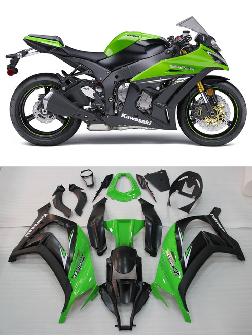 Fairings Plastics Kawasaki ZX10R Ninja Green Black ZX10R Racing (2011-2016)