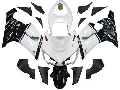 Fairings Kawasaki ZX6R 636 White Black elf ZX6R Racing  (2005-2006)