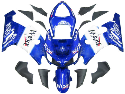 Fairings Kawasaki ZX6R 636 Blue White West  Racing  (2005-2006)