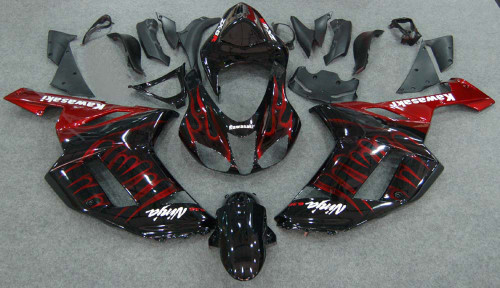 Fairings Kawasaki ZX6R ZX636 Black & Red Flame Ninja Racing  (2007-2008) Fairings Kawasaki ZX6R ZX636 Black & Red Flame Ninja Racing  (2007-2008)