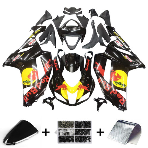 2007-2008 Kawasaki ZX6R ZX636 Amotopart Fairings Black Yellow Racing Customs Fairing