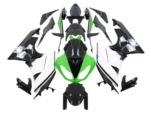 2009-2012 Fairings Kawasaki ZX6R ZX636 Green White Black Ninja Racing