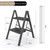 Stepladder, 2 Tiers,  Foldable, Aluminum, Wide, Lightweight, Compact, Ladder, Load Capacity 330.7 lbs (150 kg), Includes Tray, Car Wash, Indoor, Moving, Large Cleaning Black