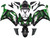 Fairings Kawasaki ZX6R ZX636 Black & Green Flame Ninja Racing  (2007-2008)