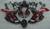 Fairings Kawasaki ZX6R ZX636 Black & Red Flame Ninja Racing  (2007-2008)