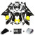 2007-2008 Kawasaki ZX6R ZX636 Amotopart Fairings Black Yellow Racing Customs Fairing
