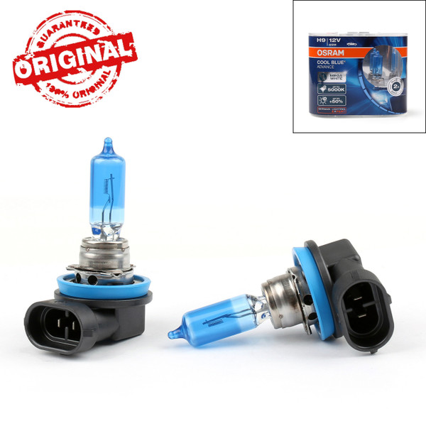 2 X H9 OSRAM 5000K Cool Blue Hyper+ Plus 65W White Light Halogen Bulb Globe 2 X H9 OSRAM 5000K Cool Blue Hyper+ Plus 65W White Light Halogen Bulb Globe