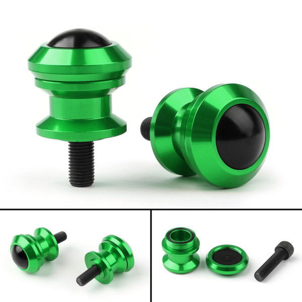 10mm Billet Swingarm Spools Sliders Universal For Kawasaki Ninja 250R 1000 ZX 6R ZX10R Green