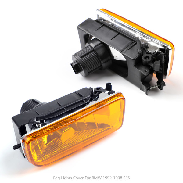 Fog Lights Lamps Crystal Gray Lens For BMW E36 3-series 2/4dr all models 1992-1998 Yellow