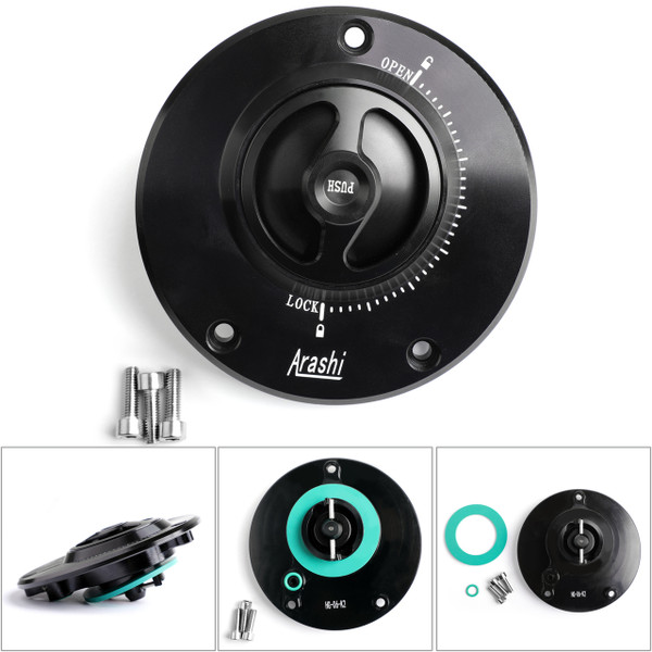 CNC Keyless Fuel Gas Tank Cap For Kawasaki ZX-6R ER-6F/6N Ninja 600 650 Black CNC Keyless Fuel Gas Tank Cap For Kawasaki ZX-6R ER-6F/6N Ninja 600 650 Black