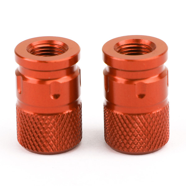 Pair CNC Anti-Thief Tire Valve Stem Caps ORG