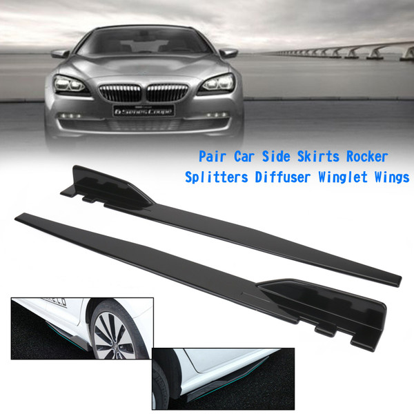 Pair 120cm Car Gloss Black Side Skirts Rocker Splitters Diffuser Winglet Wings Pair 120cm Car Gloss Black Side Skirts Rocker Splitters Diffuser Winglet Wings