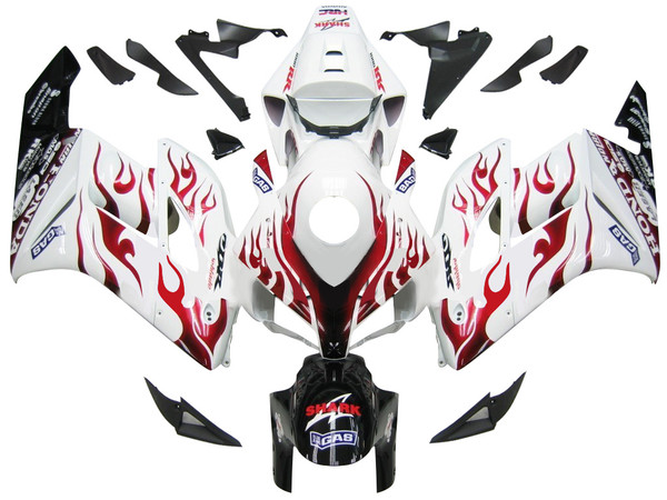 Fairings Honda CBR 1000 RR White & Red Flame Shark Racing (2004-2005) Fairings Honda CBR 1000 RR White & Red Flame Shark Racing (2004-2005)