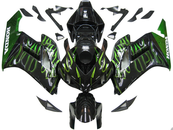 Fairings Honda CBR 1000 RR Black & Green Flame Racing (2004-2005) Fairings Honda CBR 1000 RR Black & Green Flame Racing (2004-2005)