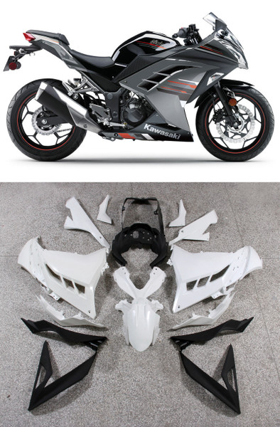 Fairings Plastics Kawasaki Ninja 300R EX300R Grey Black Ninja Racing (2013-2014-2015) Fairings Plastics Kawasaki Ninja 300R EX300R Grey Black Ninja Racing (2013-2014-2015)
