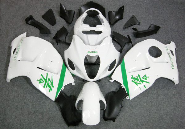 Fairings Suzuki GSX1300 Hayabusa White Green Research47 Racing  (1999-2007) Fairings Suzuki GSX1300 Hayabusa White Green Research47 Racing  (1999-2007)