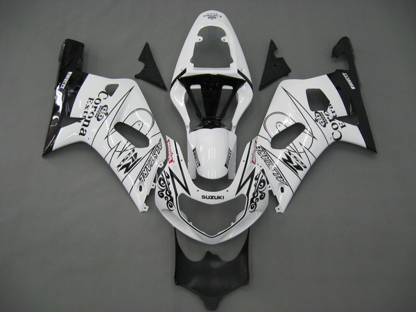 Fairings Suzuki GSXR 600 White Black Alstare Corona GSXR Racing  (2001-2003) Fairings Suzuki GSXR 600 White Black Alstare Corona GSXR Racing  (2001-2003)