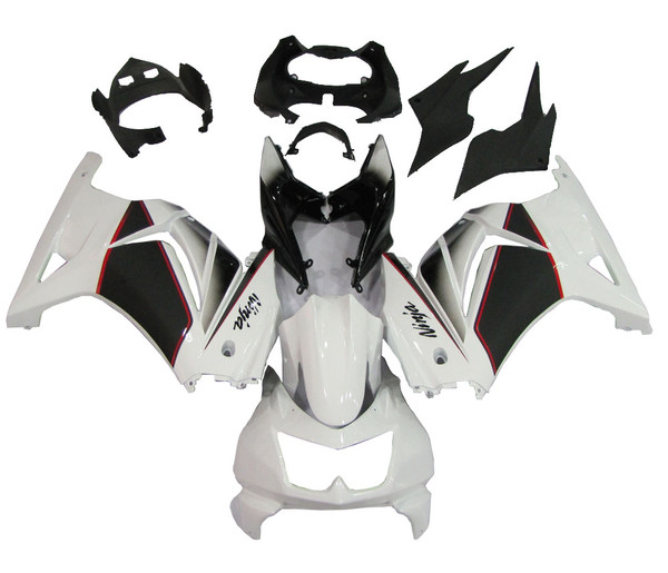 2008-2012 Kawasaki ZX250R EX250 Amotopart Fairings White Black Ninja ZX250 Racing 2008-2012 Kawasaki ZX250R EX250 Amotopart Fairings White Black Ninja ZX250 Racing