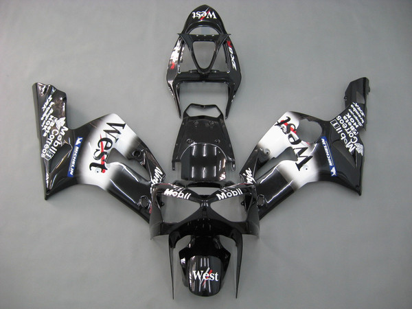 2003-2004 Kawasaki ZX6R 636 Amotopart Fairings Black West Ninja Racing 2003-2004 Kawasaki ZX6R 636 Amotopart Fairings Black West Ninja Racing