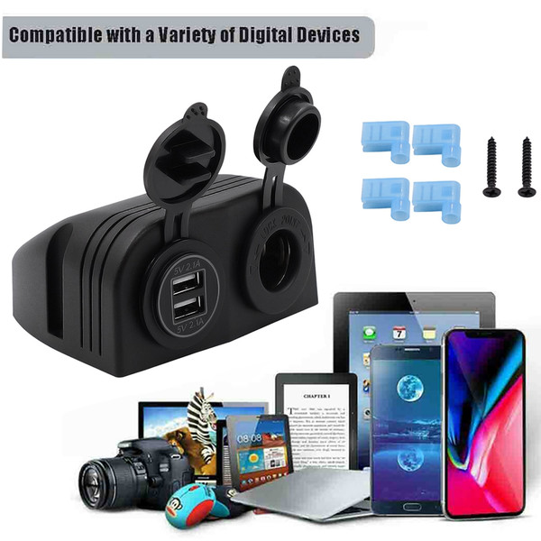 12V Dual USB 4.2A Charger Power Socket Outlet Surface Mount Fit for Car Marine 12V Dual USB 4.2A Charger Power Socket Outlet Surface Mount Fit for Car Marine