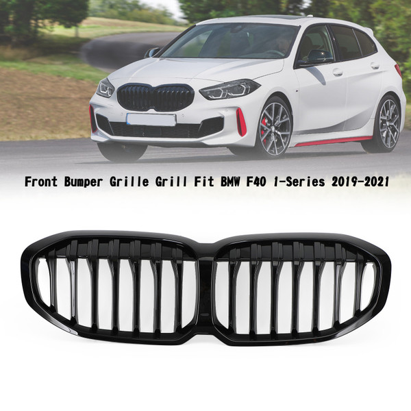 Gloss Black Front Replacement Hood Grille Fit BMW F40 1-Series 2019-2021 Gloss Black Front Replacement Hood Grille Fit BMW F40 1-Series 2019-2021