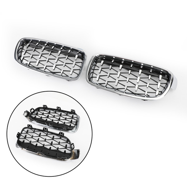 Pair Front Kidney Chrome Diamond Grille Grills fit BMW F30 328i 335i 2012-2016 Pair Front Kidney Chrome Diamond Grille Grills fit BMW F30 328i 335i 2012-2016