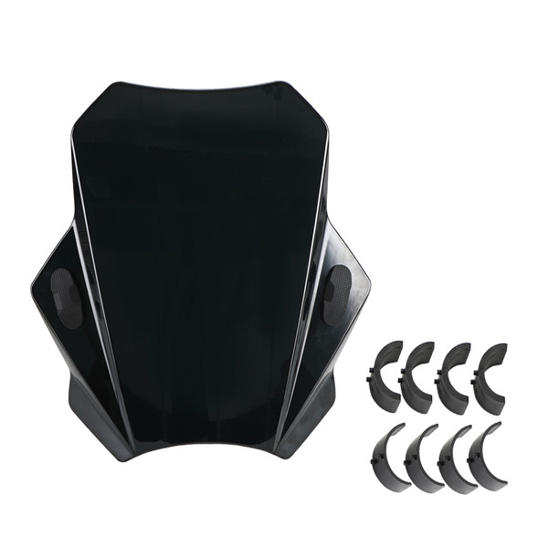 Universal Motorcycle Adjustable Wind Screen Windshield 22MM 25MM 28MM Handlebar BLK