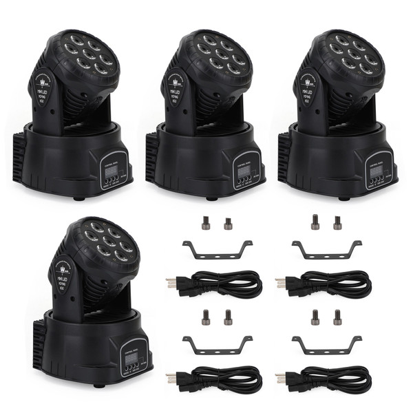 4Pcs 7 x10W Moving Head Stage Light 70W 7 LED RGBW DMX DJ Stage Party Lighting 4Pcs 7 x10W Moving Head Stage Light 70W 7 LED RGBW DMX DJ Stage Party Lighting