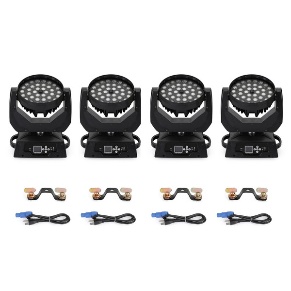 4Pcs 36 x 10W RGBW 4in1 LED Zoom Moving Head 360W Wash Stage Light DMX 15CH 4Pcs 36 x 10W RGBW 4in1 LED Zoom Moving Head 360W Wash Stage Light DMX 15CH
