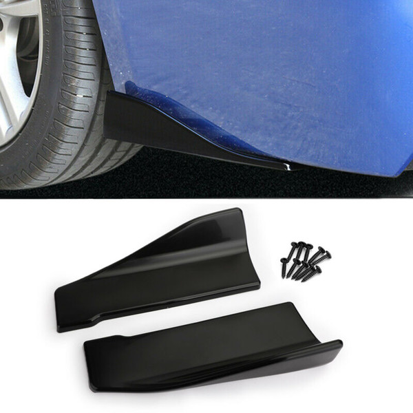 2pcs 35cm Skirt Spoiler Rear Lip Extension Rocker Splitters Winglet Wings Black