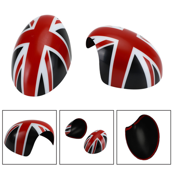 2 x  Union Jack UK Flag Mirror Covers for MINI Cooper R55 R56 R57 Black/Red 2 x  Union Jack UK Flag Mirror Covers for MINI Cooper R55 R56 R57 Black/Red