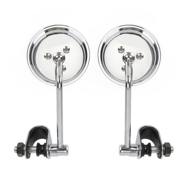 Universal Cafe Racer Short Stem Chrome Clamp on 3" Round Mirror 7/8"- 1" Bar Universal Cafe Racer Short Stem Chrome Clamp on 3" Round Mirror 7/8"- 1" Bar