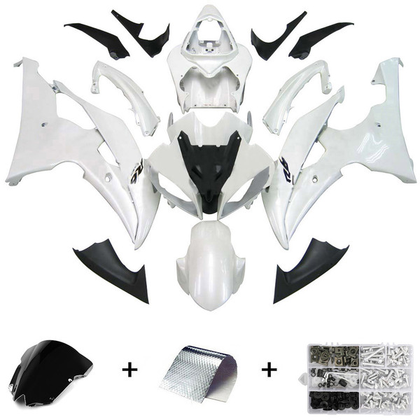 Injection Fairing Kit Bodywork Plastic Fit for Yamaha YZF R6 2008-2016 white #4 Injection Fairing Kit Bodywork Plastic Fit for Yamaha YZF R6 2008-2016 white #4