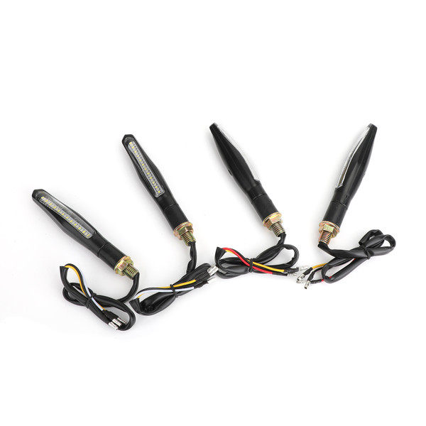 4x Sequential Flowing LED Motorcycle Turn Signal Indicator Lights DRL Brake Lamp 4x Sequential Flowing LED Motorcycle Turn Signal Indicator Lights DRL Brake Lamp