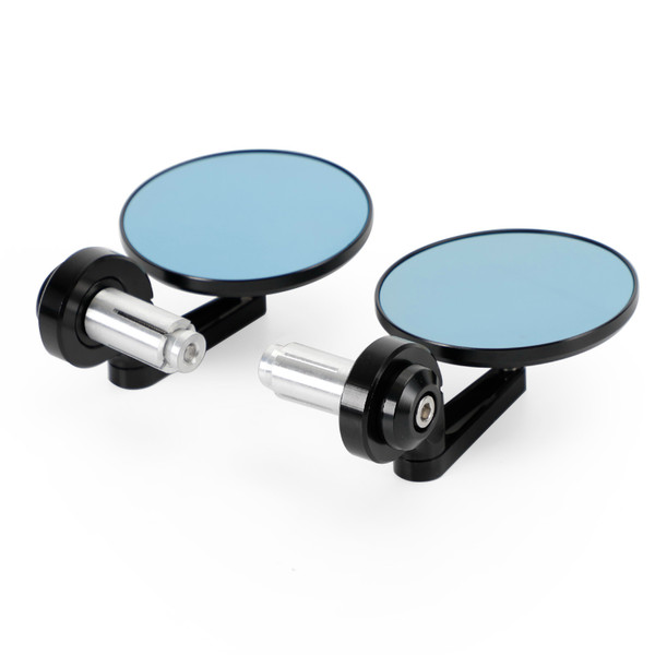 Aluminum Handlebar End Mirror 7/8"-1" Black Short Arm BAR End 3" Round Mirrors Aluminum Handlebar End Mirror 7/8"-1" Black Short Arm BAR End 3" Round Mirrors