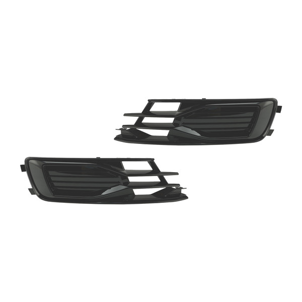 2PCS Front Bumper Foglight Cover Grill Grille Fit Audi A6 C7 2014-2018 Black