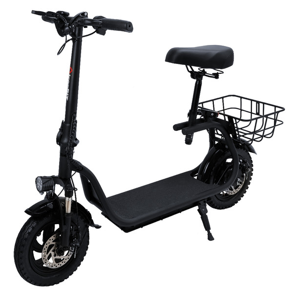 500W Adult Shock Absorption Electric Scooter with Seat 12" Commuter Electric Scooter With Carry Basket - Up to 25 Miles 18.6MPH 500W Adult Shock Absorption Electric Scooter with Seat 12" Commuter Electric Scooter With Carry Basket - Up to 25 Miles 18.6MPH