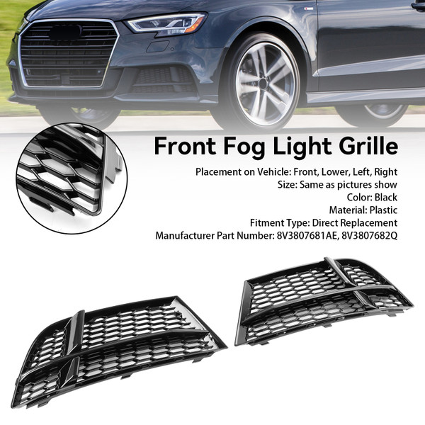 Front Fog Light Cover Bezel Grille Grill Fit AUDI A3 8V S-LINE 2017-2019 Front Fog Light Cover Bezel Grille Grill Fit AUDI A3 8V S-LINE 2017-2019