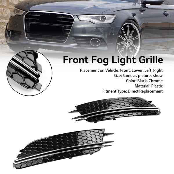 2PCS Front Fog Light Cover Bezel Grill Grille Fit Audi A6 4G C7 2012-2015 2PCS Front Fog Light Cover Bezel Grill Grille Fit Audi A6 4G C7 2012-2015