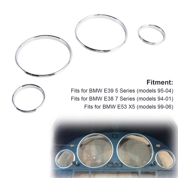 Silver Dash Trim Rings Speedometer Gauge Cluster Panel For BMW E38 E39 E53 X5 Silver Dash Trim Rings Speedometer Gauge Cluster Panel For BMW E38 E39 E53 X5