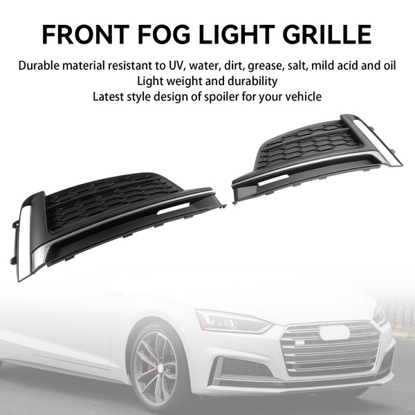 2PCS Front Bumper Fog Light Grille Cover Trim Fit Audi A5 S-Line S5 2018-2019 2PCS Front Bumper Fog Light Grille Cover Trim Fit Audi A5 S-Line S5 2018-2019
