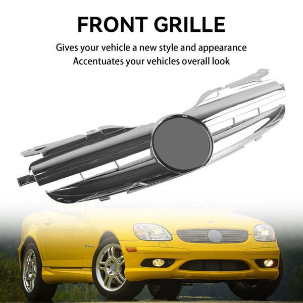 1998-2004 Mercedes Benz SLK-Class R170 SLK320 SLK230 SLK200 Front Upper Grill With Logo 521999696H Chrome Generic 1998-2004 Mercedes Benz SLK-Class R170 SLK320 SLK230 SLK200 Front Upper Grill With Logo 521999696H Chrome Generic