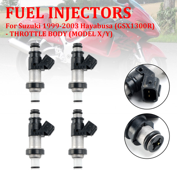 1999-2007 Suzuki GSX-R750 GSX-R600 GSX1300R 4pcs Fuel Injectors 06164-P8E-A00 15710-24F00 Generic 1999-2007 Suzuki GSX-R750 GSX-R600 GSX1300R 4pcs Fuel Injectors 06164-P8E-A00 15710-24F00 Generic