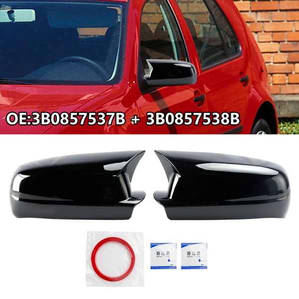 1998-2004 VW Golf Mk4 Gloss Black Wing Door Mirror Cover Caps Left + Right Generic 1998-2004 VW Golf Mk4 Gloss Black Wing Door Mirror Cover Caps Left + Right Generic