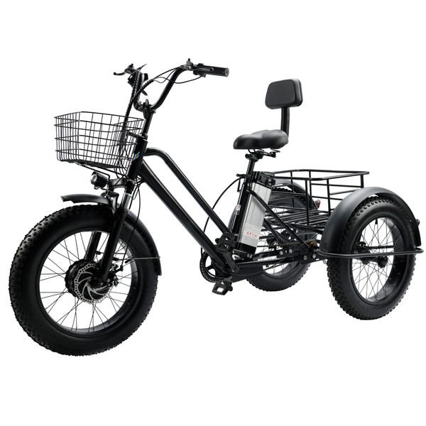 500W 48V 12A Electric Bike Snow Tricycle 3 wheel e-bike Fat Tire Tricycle