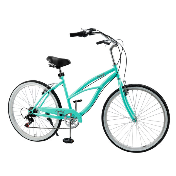 Urban Lady Girl's Bicycle Women's Beach Cruiser Bike 26 Inches 7 Speed Green